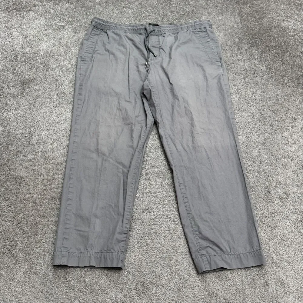 Banana Republic Aiden Fit Chino Pants Mens 36x32 Gray Tapered Leg Elastic Waist